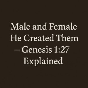 Male and Female He Created Them – Genesis 1:27 Explained.